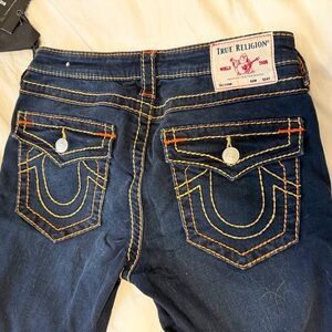 True Religion Stella Dark Blue Skinny Jeans with Contrast Stitching